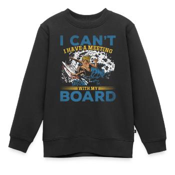 Surfen Ich kann nicht Ich habe ein Meeting mit - Kinder Premium Organic Sweatshirt - Schwarz - Vorne - AI Model Kid Female (0cm)