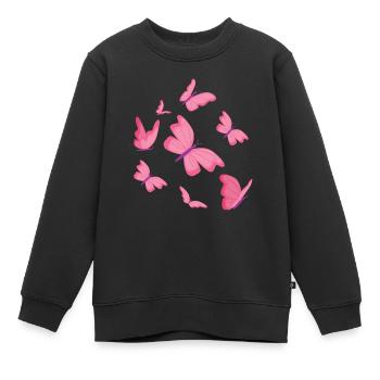 Schmetterlinge Schmetterling Design - Kinder Premium Organic Sweatshirt - Schwarz - Vorne - AI Model Kid Female (0cm)