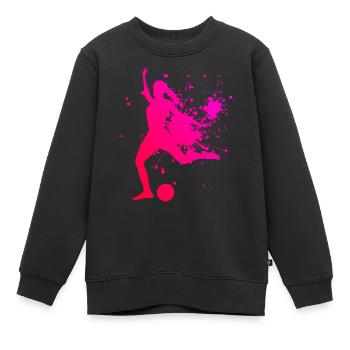 Fussballspieler Fussballspielen Fussballer - Kinder Premium Organic Sweatshirt - Schwarz - Vorne - AI Model Kid Female (0cm)