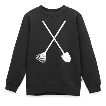 Pelle et râteau - Sweat Premium enfant bio - noir - Devant - AI Model Kid Female (0cm)