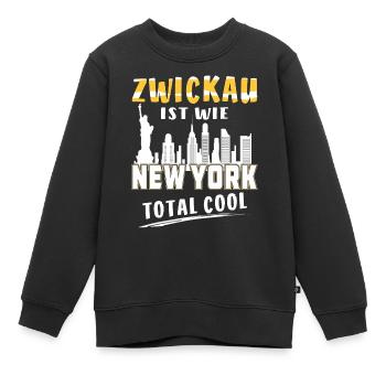 ZWICKAU IST WIE NEW YORK - Kinder Premium Organic Sweatshirt - Schwarz - Vorne - AI Model Kid Female (0cm)