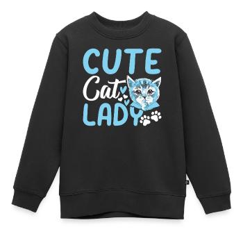 Niedliche Katzendame Katzenbesitzerin Niedliche Ka - Kinder Premium Organic Sweatshirt - Schwarz - Vorne - AI Model Kid Female (0cm)