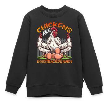 Besondere Hühner Hühnerhof Hühnerstall - Kinder Premium Organic Sweatshirt - Schwarz - Vorne - AI Model Kid Female (0cm)