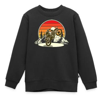 Motocross - Sweat Premium enfant bio - noir - Devant - AI Model Kid Female (0cm)