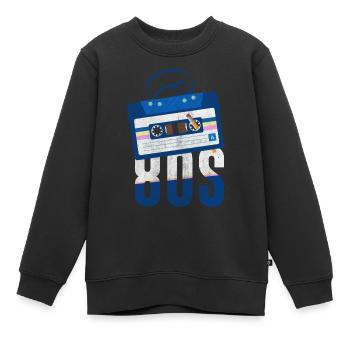 Musique des années 80 et 80 - Sweat Premium enfant bio - noir - Devant - AI Model Kid Female (0cm)