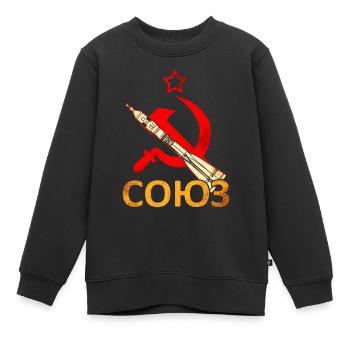 Fusée Soyouz Union soviétique - Sweat Premium enfant bio - noir - Devant - AI Model Kid Female (0cm)
