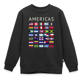Drapeaux de pays Amérique Drapeaux nationaux d’Amérique - Sweat Premium enfant bio - noir - Devant - AI Model Kid Female (0cm)
