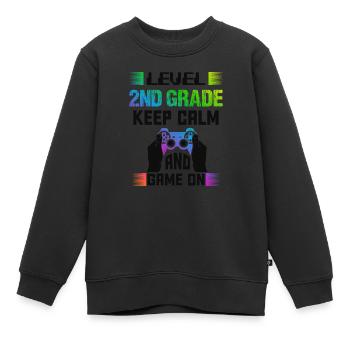 Level 2ND GRADE keep calm and game on - Kids Premium Organic Sweatshirt - black - Front - AI Model Kid Female (0cm)