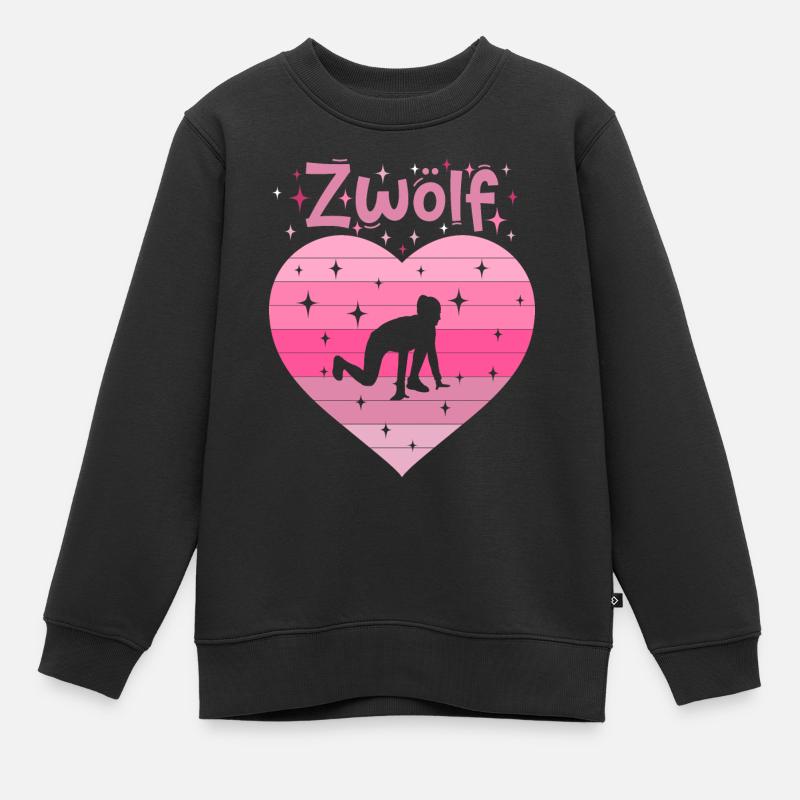 12. Geburtstag Tochter Mädchen Leichtathletik - Kinder Premium Organic Sweatshirt - Schwarz