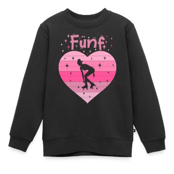 Herz Liebe Sport Rollschuh Mädchen 5. Geburtstag - Kinder Premium Organic Sweatshirt - Schwarz - Vorne - AI Model Kid Female (0cm)