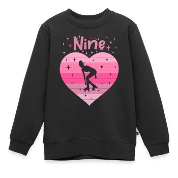 Herz Liebe Sport Rollschuh Mädchen 9. Geburtstag - Kinder Premium Organic Sweatshirt - Schwarz - Vorne - AI Model Kid Female (0cm)