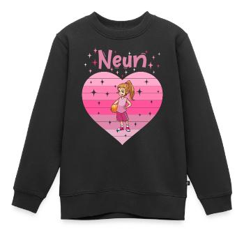 Herz Liebe Sport Basketball Mädchen 9. Geburtstag - Kinder Premium Organic Sweatshirt - Schwarz - Vorne - AI Model Kid Female (0cm)