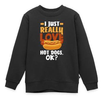Hot Dog Hot Dogs Liebhaber Geschenk - Kinder Premium Organic Sweatshirt - Schwarz - Vorne - AI Model Kid Female (0cm)