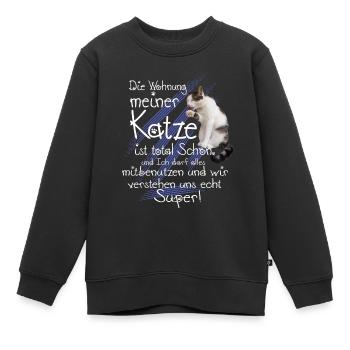 Katzen Wohnung - Kinder Premium Organic Sweatshirt - Schwarz - Vorne - AI Model Kid Female (0cm)