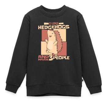 Hérisson Épineux Animal Hérisson - Sweat Premium enfant bio - noir - Devant - AI Model Kid Female (0cm)