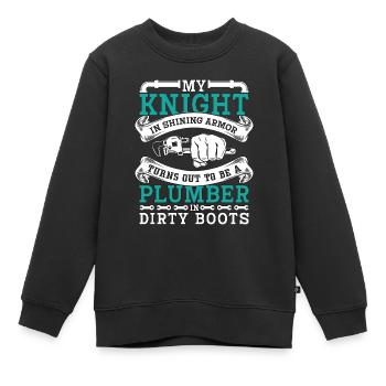 Plombier mon chevalier dans un tuyau de plomberie d’armure brillante - Sweat Premium enfant bio - noir - Devant - AI Model Kid Female (0cm)