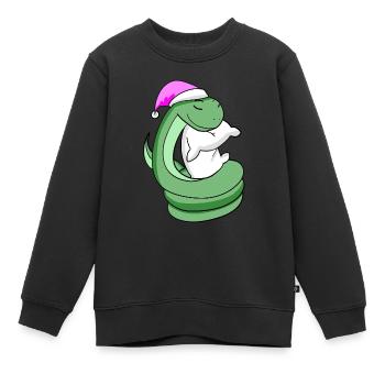 Schlange mit Kissen und Schlafmütze - Kinder Premium Organic Sweatshirt - Schwarz - Vorne - AI Model Kid Female (0cm)