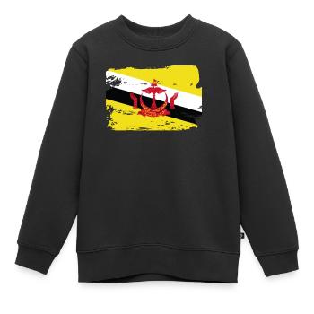 Drapeau officiel du Brunei Bruneian Country Pride - Sweat Premium enfant bio - noir - Devant - AI Model Kid Female (0cm)