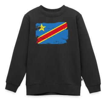 Offizielle Flagge der Demokratischen Republik Kongo - Kinder Premium Organic Sweatshirt - Schwarz - Vorne - AI Model Kid Female (0cm)