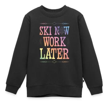 Ski now work later - Kinder Premium Organic Sweatshirt - Schwarz - Vorne - AI Model Kid Female (0cm)