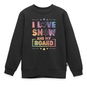 I love Snowboarding - Kinder Premium Organic Sweatshirt - Schwarz - Vorne - AI Model Kid Female (0cm)