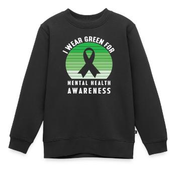 I Wear Green for Mental Health Awareness Vintage - Sweat Premium enfant bio - noir - Devant - AI Model Kid Female (0cm)