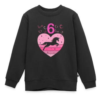 6th Birthday Girl Six 6 Years Horse Unicorn - Kids Premium Organic Sweatshirt - black - Front - AI Model Kid Female (0cm)