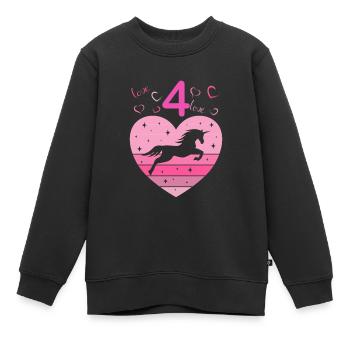4. Geburtstag Mädchen vier 4 Jahre Pferd Unicorn - Kinder Premium Organic Sweatshirt - Schwarz - Vorne - AI Model Kid Female (0cm)