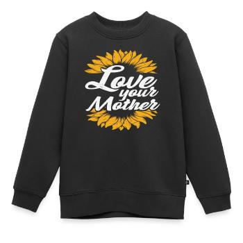 Aime ta mère Mère Citations d’amour - Sweat Premium enfant bio - noir - Devant - AI Model Kid Female (0cm)