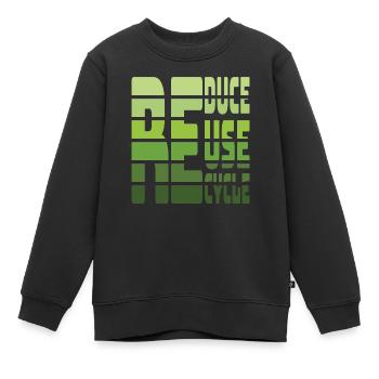 Reduzieren Sie Reuse Recycle Eearth Day - Kinder Premium Organic Sweatshirt - Schwarz - Vorne - AI Model Kid Female (0cm)