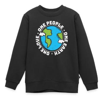 One People One Earth One Love Earth Love Quotes - Kids Premium Organic Sweatshirt - black - Front - AI Model Kid Female (0cm)