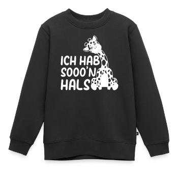 Giraffe Ich Hab Sooo'n Hals - Lustige Giraffe - Kinder Premium Organic Sweatshirt - Schwarz - Vorne - AI Model Kid Female (0cm)