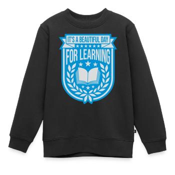 beautiful day for learning - Kids Premium Organic Sweatshirt - black - Front - AI Model Kid Female (0cm)