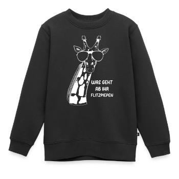 Was Geht Ab Ihr Flitzpiepen - Lustige Giraffe - Kinder Premium Organic Sweatshirt - Schwarz - Vorne - AI Model Kid Female (0cm)