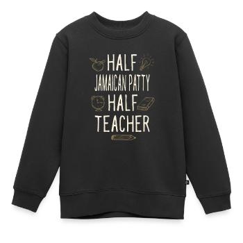 Moitié Jamaïcain Patty Moitié Professeur Drôle - Sweat Premium enfant bio - noir - Devant - AI Model Kid Female (0cm)