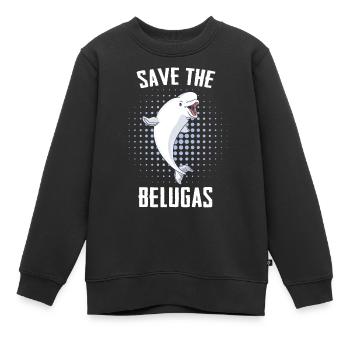Bélugas Océan Bélugas Baleines - Sweat Premium enfant bio - noir - Devant - AI Model Kid Female (0cm)