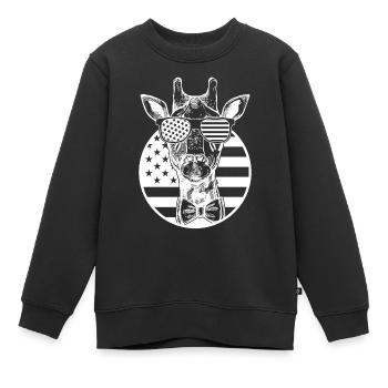 Girafe Drapeau américain Girafe Drapeau américain Girafe - Sweat Premium enfant bio - noir - Devant - AI Model Kid Female (0cm)