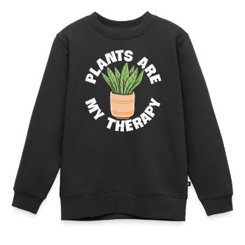 Pflanzen sind meine Therapiepflanzen Zitate - Kinder Premium Organic Sweatshirt - Schwarz - Vorne - AI Model Kid Female (0cm)