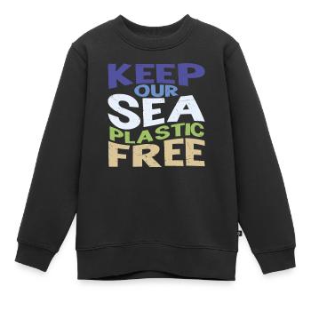 Gardez notre plastique de mer libre - Sweat Premium enfant bio - noir - Devant - AI Model Kid Female (0cm)