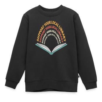 Unterstützen Sie die Wichtigkeit Ihrer lokalen Bibliotheksbibliothek - Kinder Premium Organic Sweatshirt - Schwarz - Vorne - AI Model Kid Female (0cm)