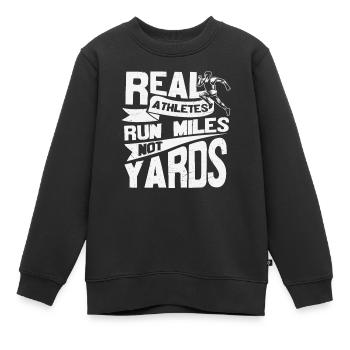 Les vrais athlètes courent des kilomètres et non des verges motivationnelles - Sweat Premium enfant bio - noir - Devant - AI Model Kid Female (0cm)