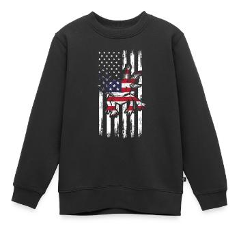 Axolotl Drapeau américain Kawaii Axolotl Drapeau américain - Sweat Premium enfant bio - noir - Devant - AI Model Kid Female (0cm)