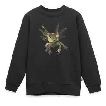 Axolotl Camouflage Flag Axolotl - Kinder Premium Organic Sweatshirt - Schwarz - Vorne - AI Model Kid Female (0cm)