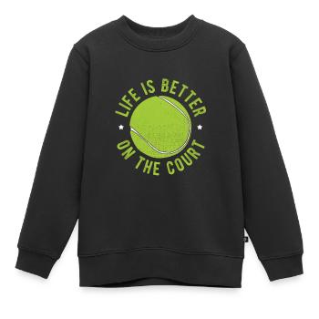 Tennisplatz Spruch Für Tennis - Kinder Premium Organic Sweatshirt - Schwarz - Vorne - AI Model Kid Female (0cm)
