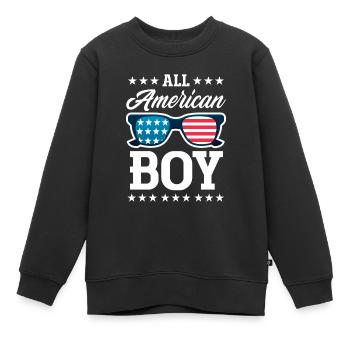 Amérique États-Unis Américain Américain - Sweat Premium enfant bio - noir - Devant - AI Model Kid Female (0cm)