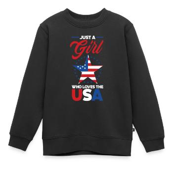 Amérique États-Unis Américain Américain - Sweat Premium enfant bio - noir - Devant - AI Model Kid Female (0cm)