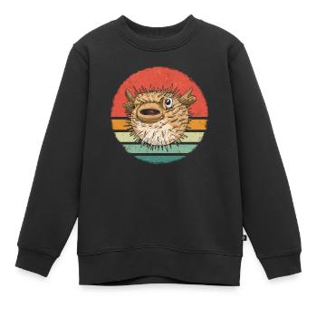 Poisson-globe Poisson-globe Poisson océan Animal - Sweat Premium enfant bio - noir - Devant - AI Model Kid Female (0cm)