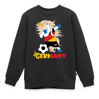 Dabbing Unicorn Supporter Team Deutschland - Kinder Premium Organic Sweatshirt - Schwarz - Vorne - AI Model Kid Female (0cm)