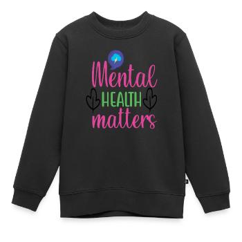 Mental Health Matters Citations - Sweat Premium enfant bio - noir - Devant - AI Model Kid Female (0cm)