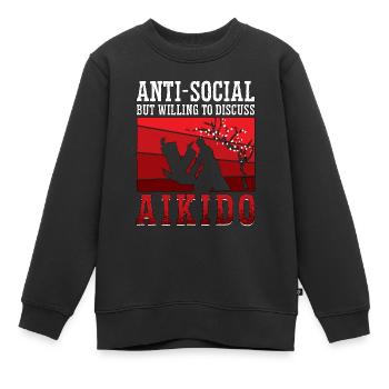 Aikido Anti-Social Mais Volontaire Combattant Samouraï - Sweat Premium enfant bio - noir - Devant - AI Model Kid Female (0cm)